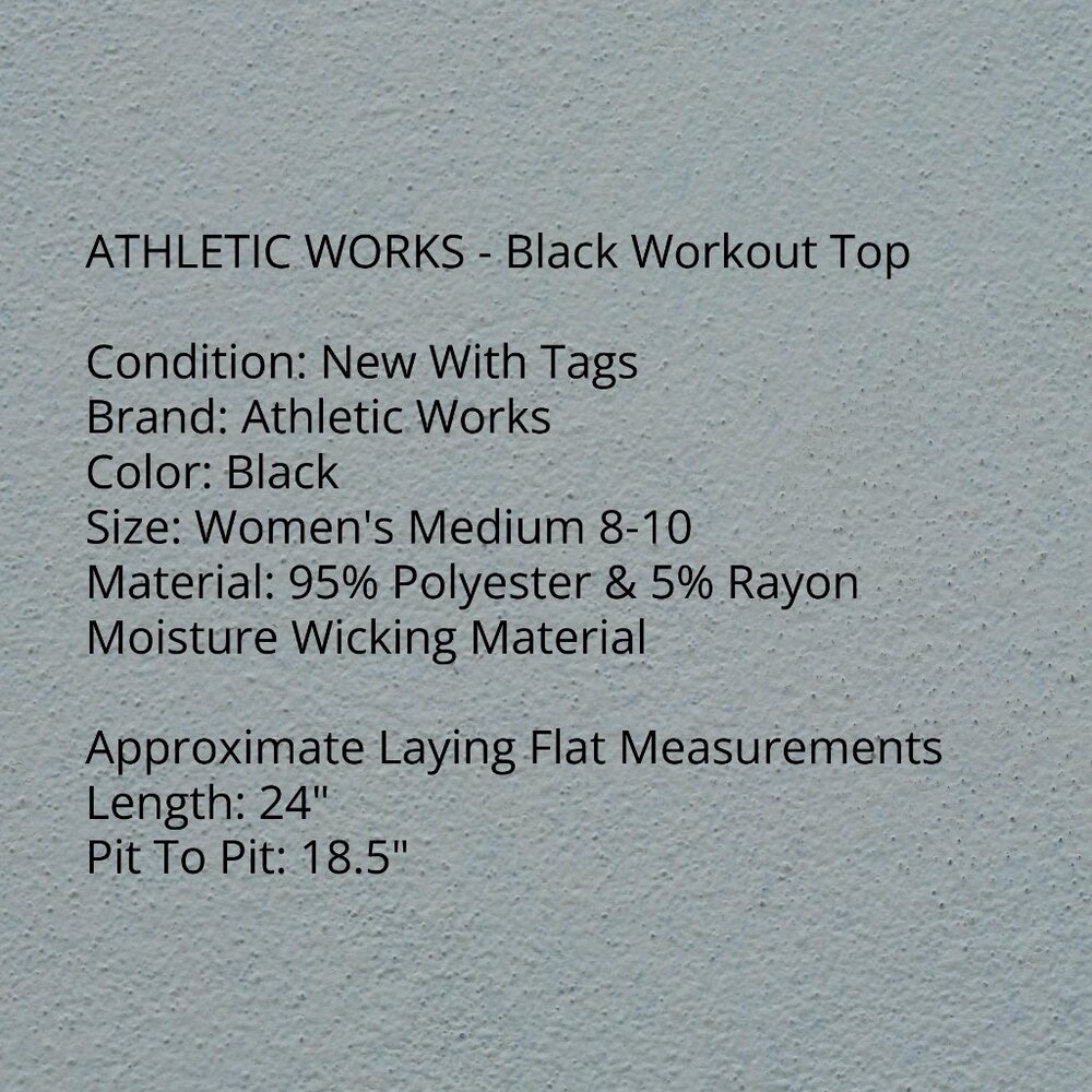 Athletic Works Medium Black Workout Top - Picture 3 of 7